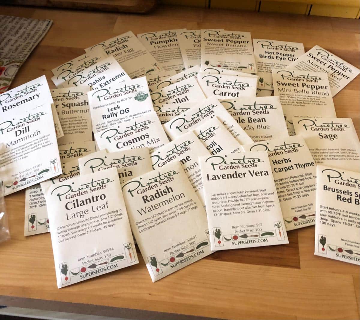 Order of new garden seeds