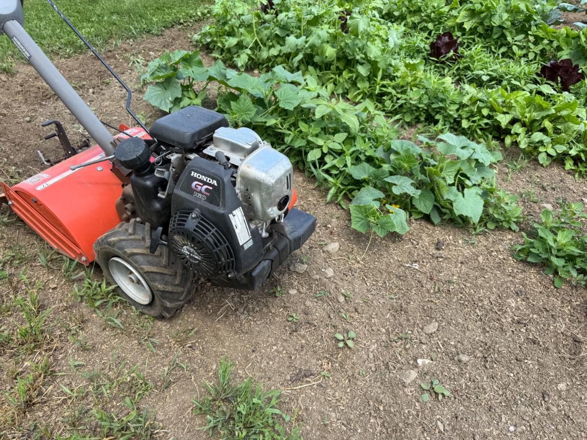 Rototiller in the garden