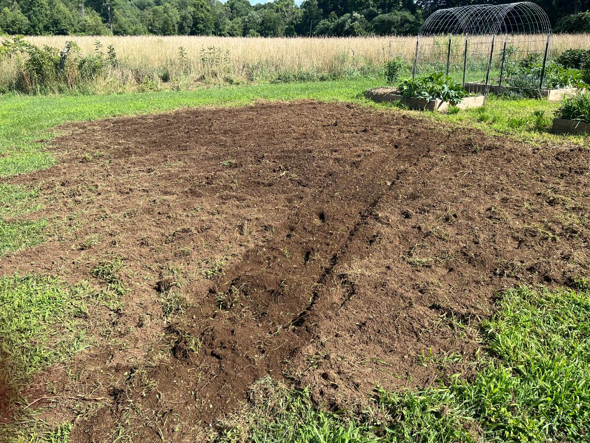 Tilling a garden patch