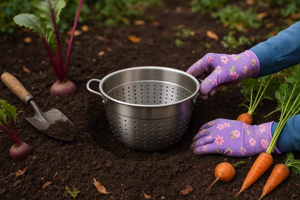 Burying an upcycled worm compost container