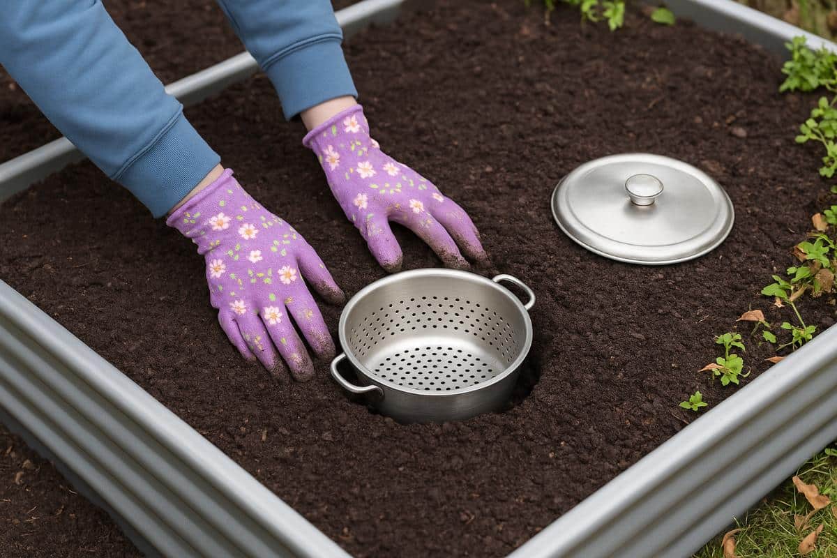Worm Composter in a raised bed