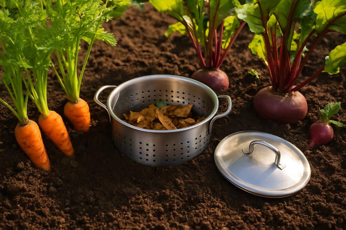 Garden strainer worm composter