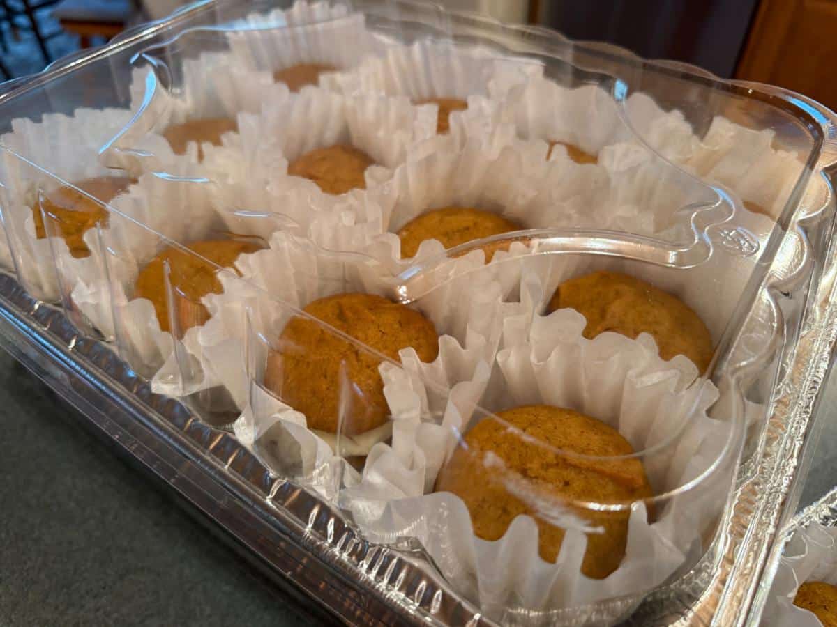 Pumpkin Whoopie pies wrapped in coffee filters for easy serving and presentation